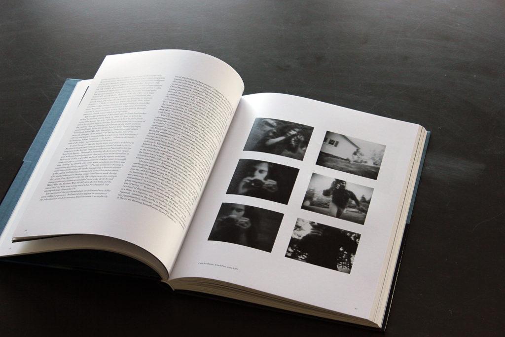 Interior spread from the The Human Condition, with stills from Dara Birnbaum's 'Attack Piece'