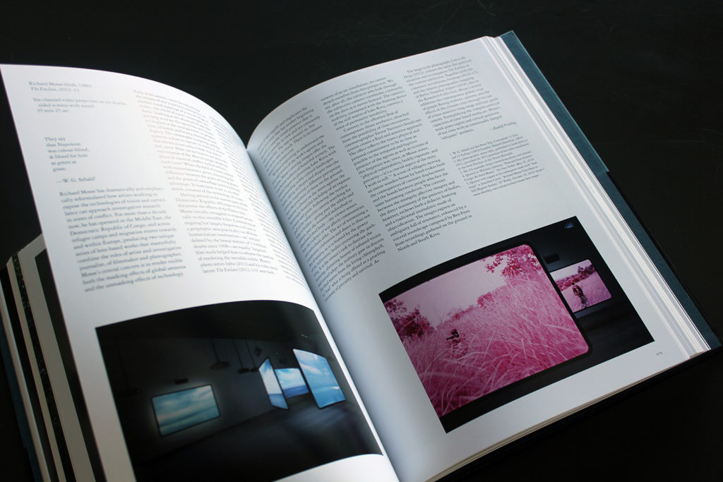Interior spread of The Human Condition, showing installation views from Richard Mosse's 'The Enclave'